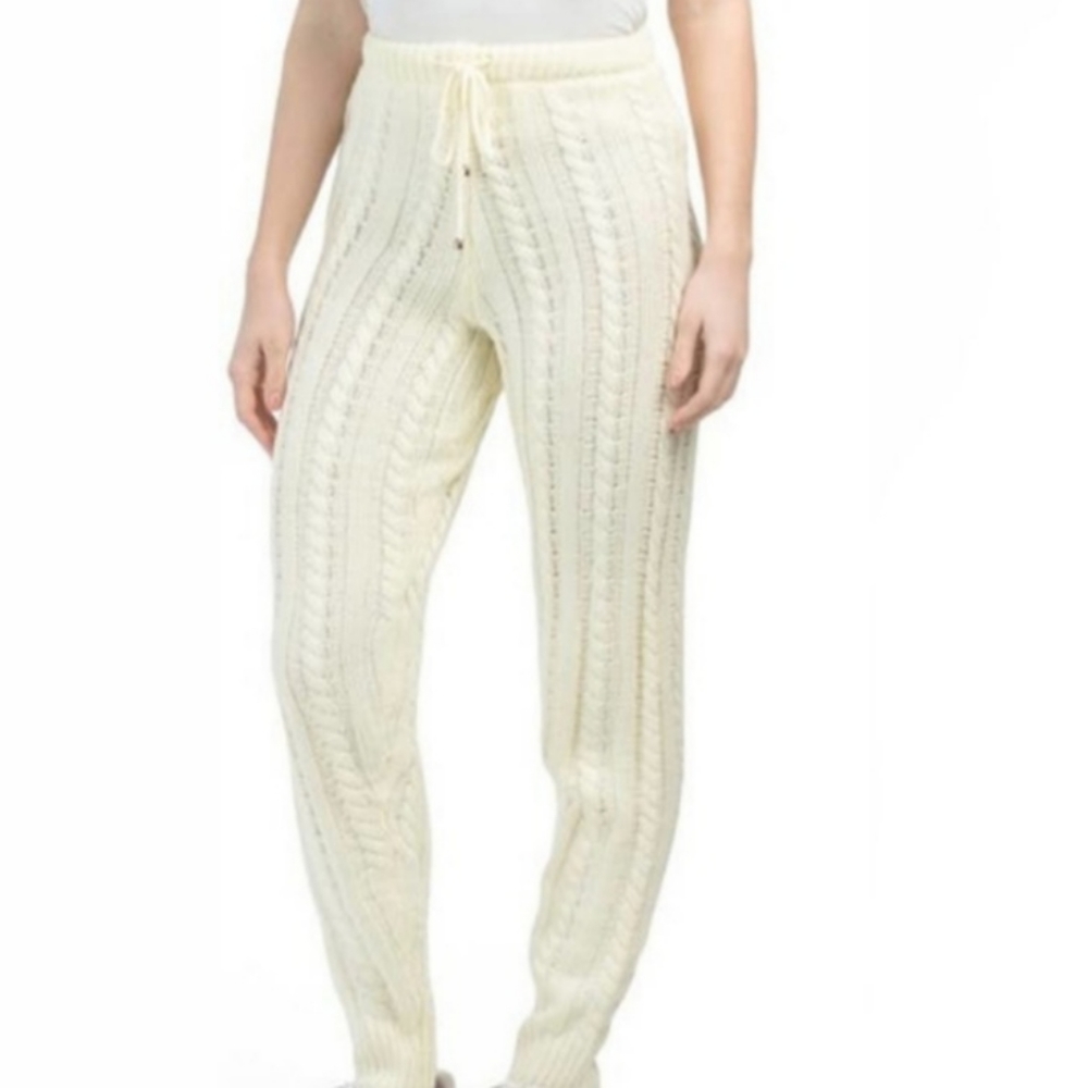 Morrisday Cable Knit Pants Joggers Cream New